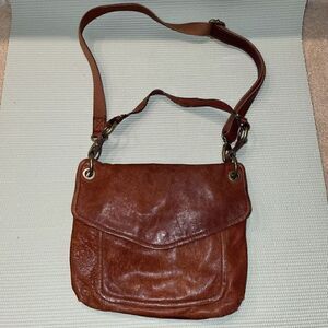 FOSSIL TAN LEATHER FLAP OVER MAGNETIC CLOSE PURSE LONG LIVE VINTAGE